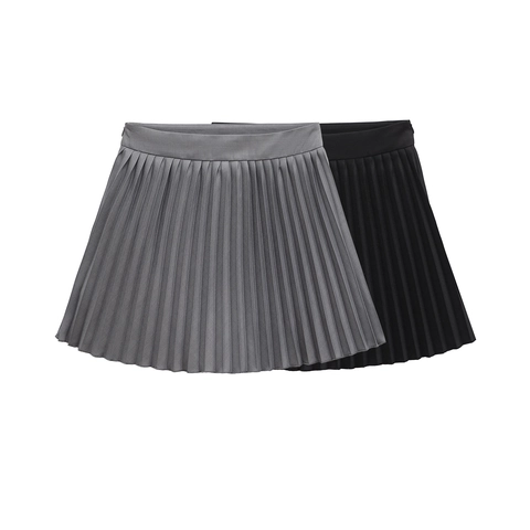Women High Waist Pleated Mini Skirt A-Line Polyester Casual Preppy Academy Style Streetwear Solid Color Fashion