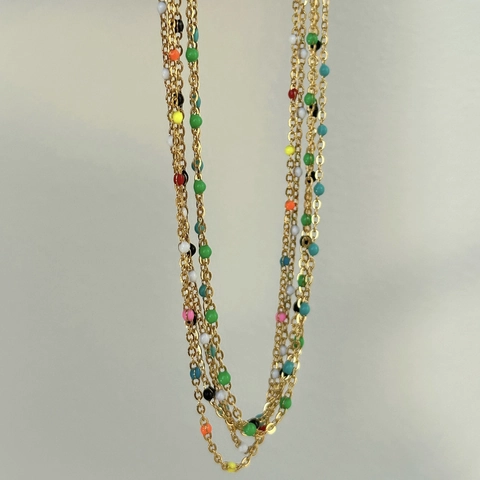Minimalistische 18K Vergulde Roestvrijstalen Ketting Met Gekleurde Emaille Kraal Druppels Vintage Choker Sieraden Vrouwen