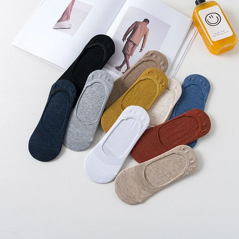 Cotton Blend Invisible Boat Socks Women Breathable Mesh Anti-Slip Silicone Heel Shallow Mouth Solid Color Simple