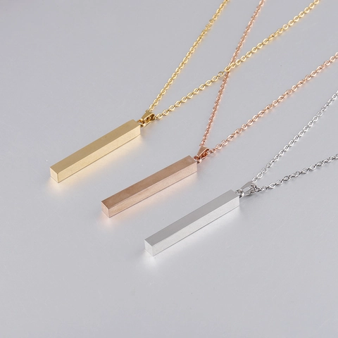 Collana Con Pendente A Barra Verticale Acciaio Inossidabile Lucidato A Specchio Gioielli Geometrici