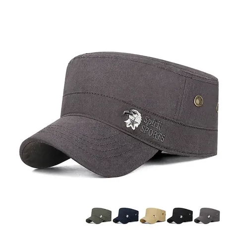 Berretto Cadet In Cotone Da Uomo Cappello A Tesa Piatta Ricamo Aquila Lettera Protezione Solare Outdoor Militare Casual Regolabile