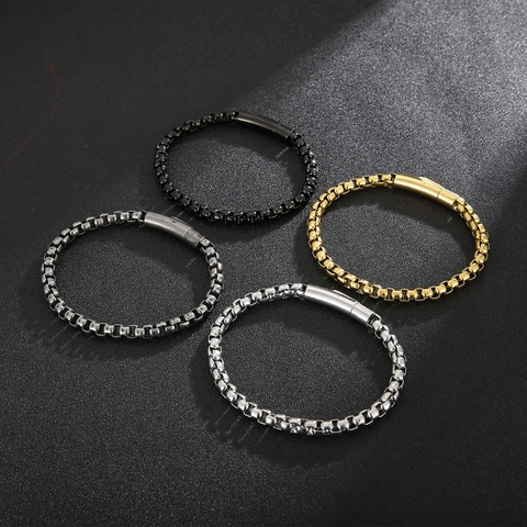 Bracciale A Catena In Acciaio Inossidabile Per Uomo Stile Industriale Punk Retrò Gioielli Con Chiusura Cilindrica