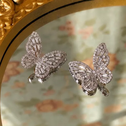 Schmetterling Ohrstecker Mit Zirkonia Und Silbernem Ohrstecker Stift Exquisiter Süßer Schmuck Geschenk Für Frauen