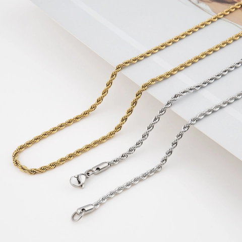 Collier Chaîne Corde En Acier Inoxydable Plaque Sous Vide Durable Bijoux Hip Hop Minimaliste Pour Hommes Femmes