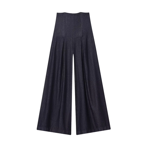 High Waist Wide Leg Jeans Denim Cotton Washed Retro Loose Straight Long Pants For Women Streetwear Solid Blue
