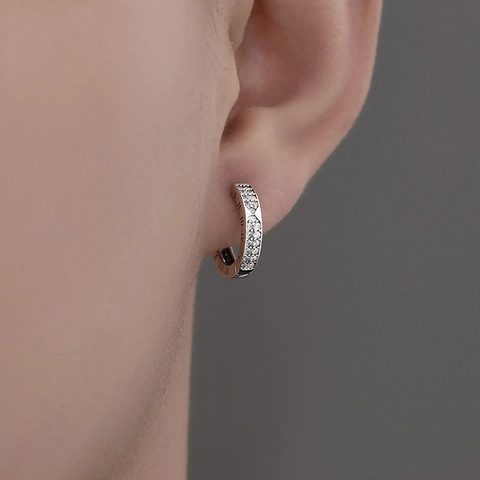 Orecchini A Cerchio Uomo In Argento Sterling 925 Con Numeri Romani E Zirconi Hip Hop Vintage Gioielli Minimal