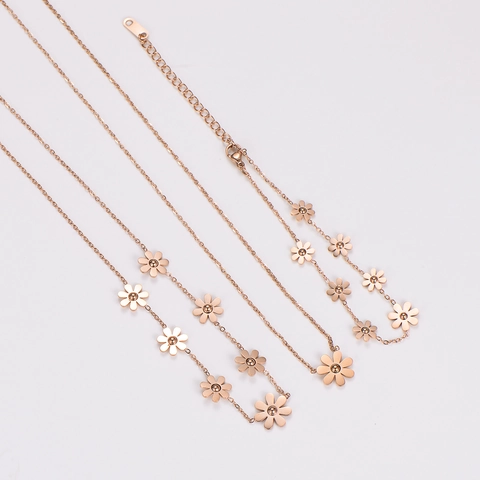 Flower Sunflower Necklace And Bracelet Stainless Steel 18K Gold Plated Elegant Fashion Commuting Women