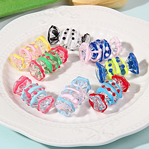 Candy Shaped Beads Hand Painted Acrylic Transparent For DIY Jewelry Making Phone Chain Bracelet Sweet Style