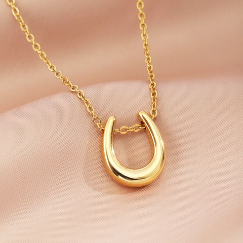 Collana Con Ciondolo A Ferro Di Cavallo In Acciaio Inossidabile Per Donna Placcata Oro Argento Collana In Metallo Con Perline Geometriche A Forma Di U Gioielli Di Moda Minimalisti Regalo