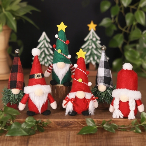 Gnomi Di Natale Bambola Senza Volto Ornamenti Tomte Svedese Cappello Scozzese Rudolf Peluche Decorazione Scrivania Casa Festa