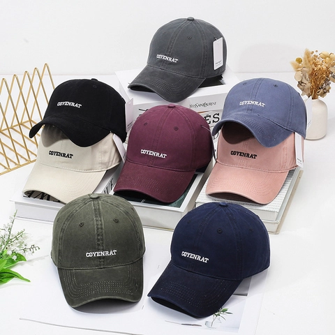 Vintage Washed Cotton Baseball Cap Distressed Retro Letter Embroidered Adjustable Sun Hat For Men Women Casual
