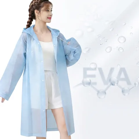 Impermeabile Riutilizzabile Per Adulti Poncho Pioggia In EVA Ispessito Impermeabile Con Coulisse Bottone A Pressione Outdoor Escursionismo