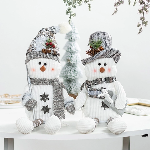 Kerst Sneeuwpop En Kerstman Lange Benen Pluche Pop Noords Gebreide Stof Bureau Ornament Feestdagen Decoratie