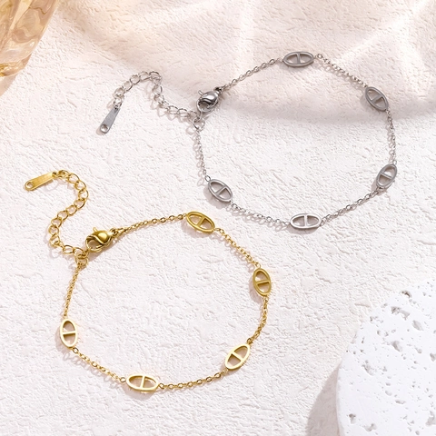 Minimalist Anchor Chain Bracelet Stainless Steel Electroplated Jewelry For Women Adjustable Elegant Fashion