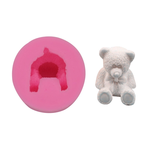 Cartoon Bear Silicone Mold With Bow Tie For DIY Handmade Soap Scented Candle Epoxy Resin Cake Baking Clay Plaster