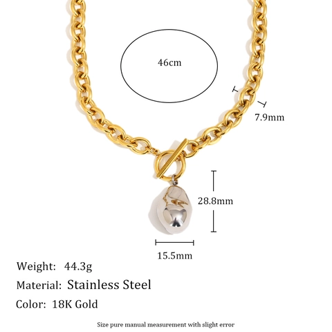 Stainless Steel Necklace And Bracelet Two Tone Gold Silver Peanut Pendant OT Buckle Thick O Chain Fashion Women