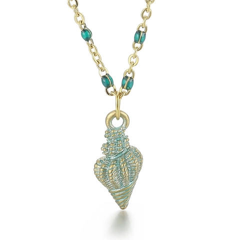 Collana con Pendente a Conchiglia in Acciaio Inossidabile Con Perline Colorate Stile Oceano Spiaggia Estiva Gioielli Donna