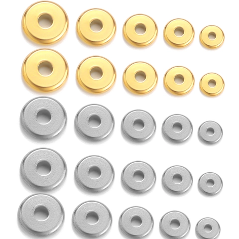 304 Cuentas Espaciadoras Redondas Planas De Acero Inoxidable Cuentas Sueltas Para Hacer Joyas Pulseras Collares DIY
