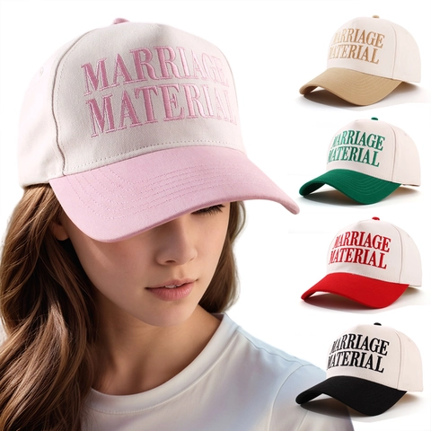 Baseballpet Borduurwerk Letters Marriage Material Tweekleurig Verstelbaar Katoen Polyester Mix Zonnehoed Hip Hop Unisex