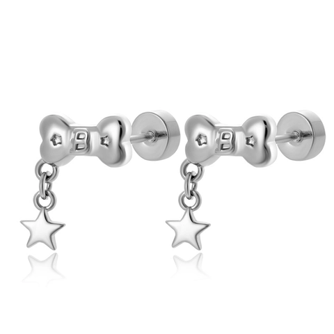 Kraakbeen Oorbellen Stud Hondenknekel Vorm Letter B Ster Hanger Roestvrij Staal Zirkoon Schroefsluiting Piercing