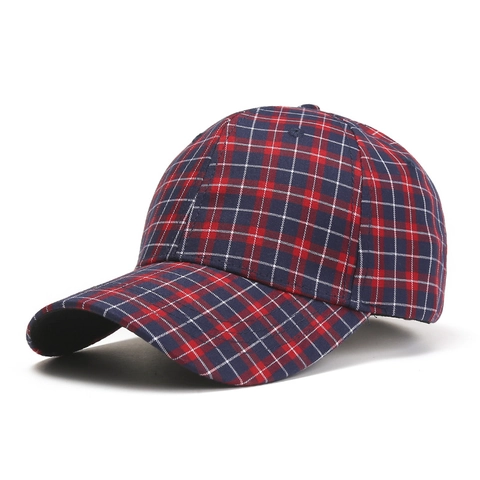 Baseball Cap Plaid Pattern Polyester Sun Protection Casual Adjustable Hat For Men Women
