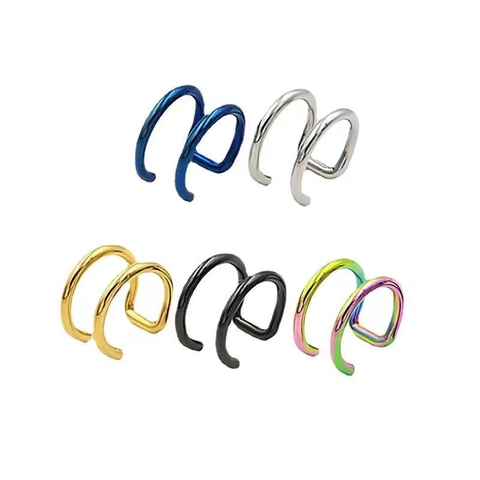 Stainless Steel Ear Cuffs Non Piercing Double Layer U Shaped Clip On Cartilage Earrings Nose Lip Rings Minimalist Unisex Jewelry