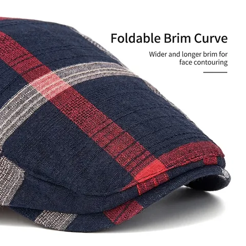 Britse Stijl Geruite Platte Pet Verstelbare Vintage Newsboy Ivy Hoed Ademend Polyester Voor Heren Dames Mode