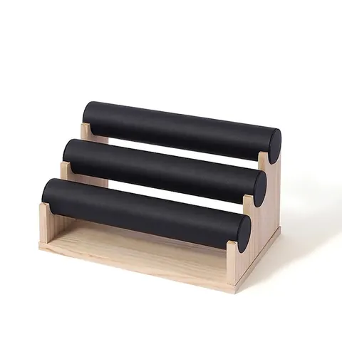 Espositore Per Gioielli Barra A T Base In Legno Porta Bracciali Supporto Per Orologi Con Superficie In Velluto O Pelle Organizzatore Di Braccialetti