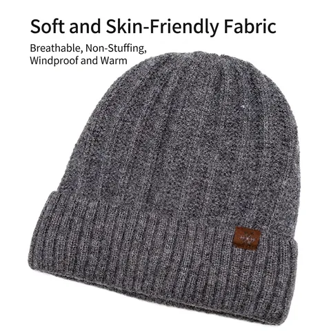 Ribbed Knitted Beanie Acrylic Warm Thick Winter Cuff Slouchy Hat For Men And Women Plain Casual Outdoor Accessory