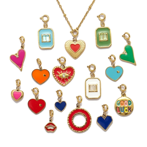 Roestvrijstalen Hangers Kleurrijke Emaille Bedels Hart Lip Vorm DIY Sieraden Maken Accessoires Met Veer Sluiting Voor Vrouwen