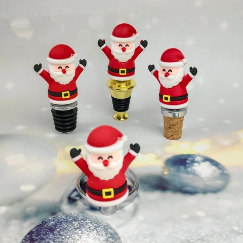 Tappo Per Vino Babbo Natale Apribottiglie Natale Decorativo Metallo Silicone Riutilizzabile Strumenti Da Bar Regalo Di Vacanza