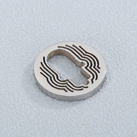 Stainless Steel Round Pendant Hamsa Hand Hollow Out Wavy Pattern DIY Jewelry Making Finding Minimalist Style