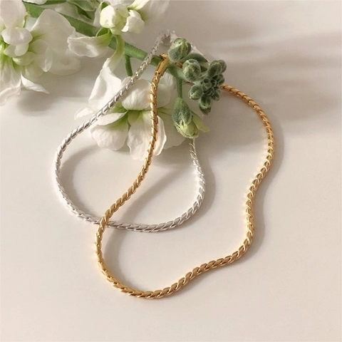 Bracciale In Argento Sterling S925 Minimalista Elegante Gioielli Con Catena A Fune In Osso Di Serpente Geometrico