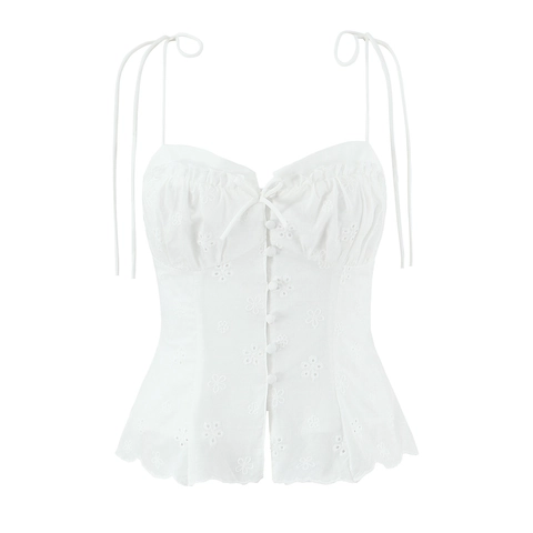 Top Con Spalline Ricamato E Gonna A Matita Midi A Vita Alta Per Donna Elegante Senza Maniche Con Orlo A Festone