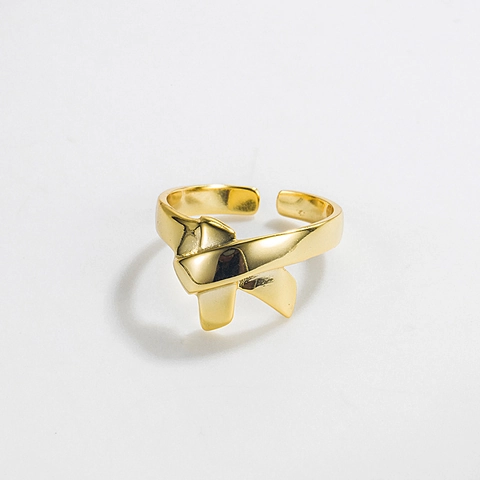Koreaanse Eenvoudige 925 Sterling Zilveren Strik Open Ring Voor Vrouwen Verstelbaar INS Premium Lichte Luxe Vingersieraden