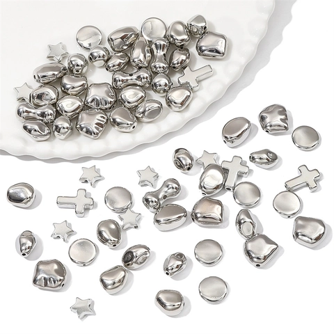 Silver Irregular CCB Plastic Spacer Beads Cross Star Shape For DIY Jewelry Making Bracelet Necklace Accessories Findings