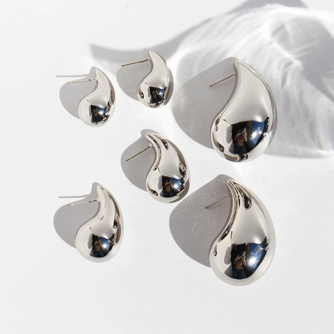 Wassertropfen Ohrringe Spiegelpoliertes Messing Vergoldet Statement Schmuck Mit 925 Sterling Silber Ohrringpfosten