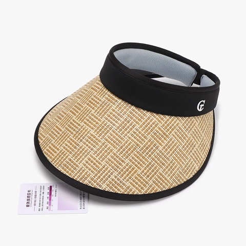 Damen Sonnenvisier Stroh Große Krempe UV Schutz Verstellbar Sommer Strand Outdoor Leere Krone Modisch