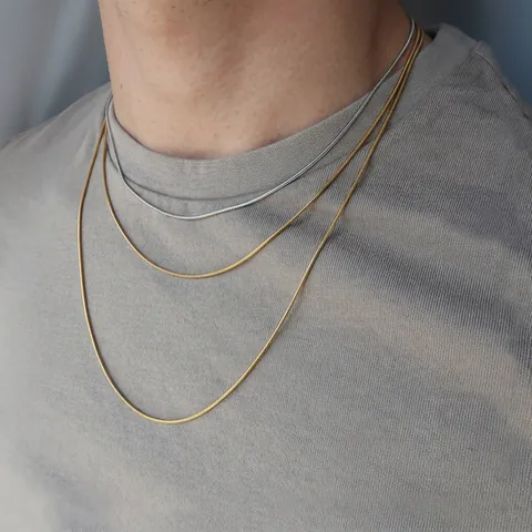 Minimalist Stainless Steel Round Snake Chain Necklace For Women Men Gold Silver Rose Gold Plated Snake Bone Link Fashion Jewelry