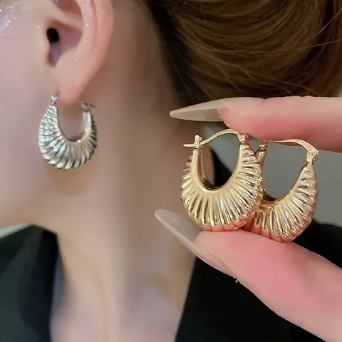 Orecchini A Cerchio In Lega Croissant Vintage Con Perno In Argento Gioielli Metallici Lucidati Geometrici A Forma Di U