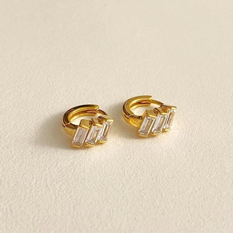 Orecchini A Cerchio Huggie In Argento Sterling 925 Con Zircone Baguette Gioielli Geometrici Minimalisti Stile Coreano Per Donna