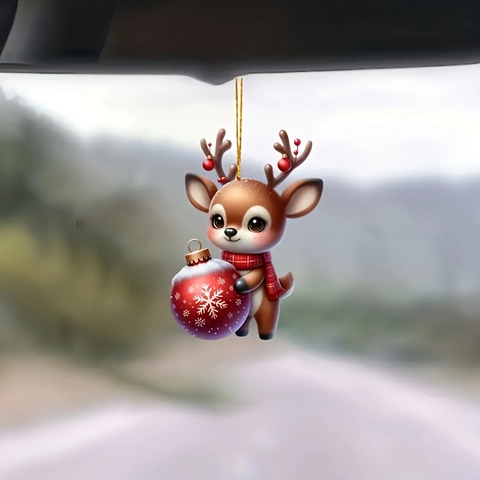 Weihnachts Rentier Anhänger Acryl 2D Flach Cartoon Hirsch Ornament Für Auto Rucksack Haus Feiertag Weihnachtsbaum