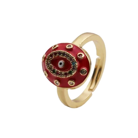 Anello Regolabile Malocchio In Rame Con Zirconi Colorati E Smalto Gioielli Di Moda Per Donna Portafortuna