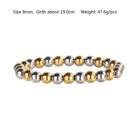 Stainless Steel Elastic Bead Bracelet Rose Gold Mixed Metal Colors Minimalist Stackable Fashion Jewelry Gift For Women