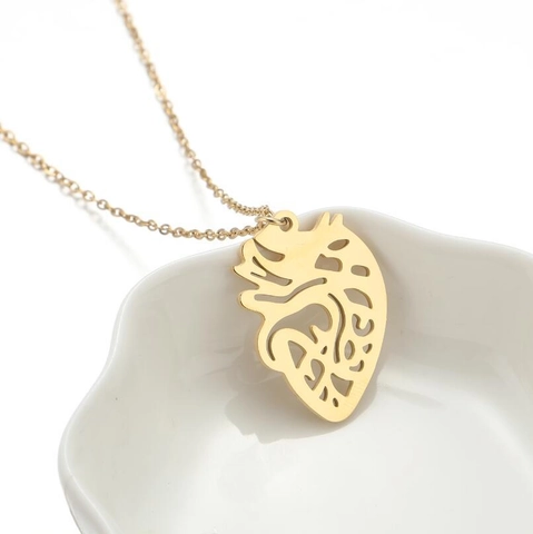 Collar Con Colgante De Corazón Anatómico Acero Inoxidable Corazón Hueco Joyería Hip Hop Para Mujeres Hombres Regalo San Valentín