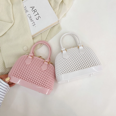 Damen Jelly Muschel Handtasche PVC Silikon Blasen Textur Metallkette Schulter Umhängetasche Mode Sommer