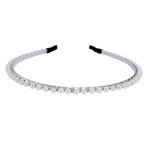 Cerchietto per Capelli con Catena in Metallo e Perle Artificiali Elegante Sottile Oro Argento Galvanizzato Fascia per Capelli per Donna