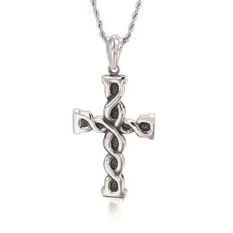 Collana Con Cendolo A Croce In Acciaio Inossidabile Vintage Retro Religioso Nodo Celtico Gioielli Texturizzati Per Uomini