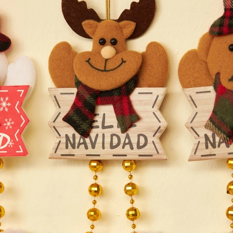 Weihnachtsanhänger Mit Langen Perlenbeinen Filz Holz Feliz Navidad Schilder Weihnachtsmann Schneemann Rentier Bär Deko