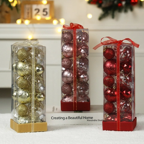 Palline Di Natale Infrangibili PVC Ornamenti Appesi Per Decorazioni Per Alberi Di Festa Varie Finiture Confezione Regalo